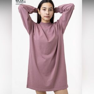 Los Angeles Apparel mauve long sleeve mock neck dress
